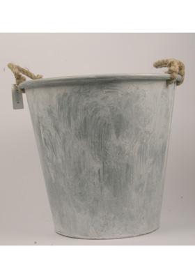 Pot zinc with leather handles